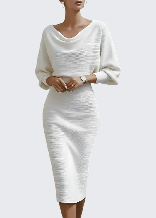 Avery | Cowl Neck Bodycon Midi Dress