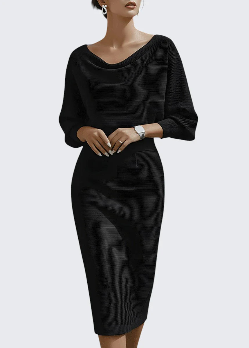 Avery | Cowl Neck Bodycon Midi Dress