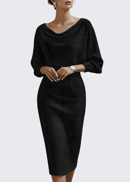 Avery | Cowl Neck Bodycon Midi Dress