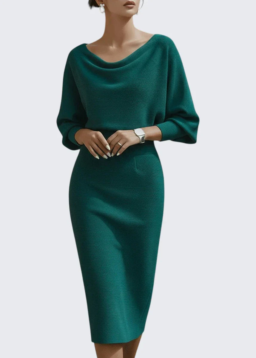 Avery | Cowl Neck Bodycon Midi Dress