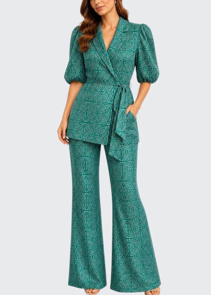 Camille | Puff Sleeve Waist Tie Two Piece Set