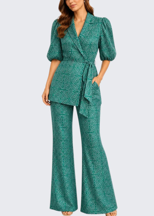 Camille | Puff Sleeve Waist Tie Two Piece Set