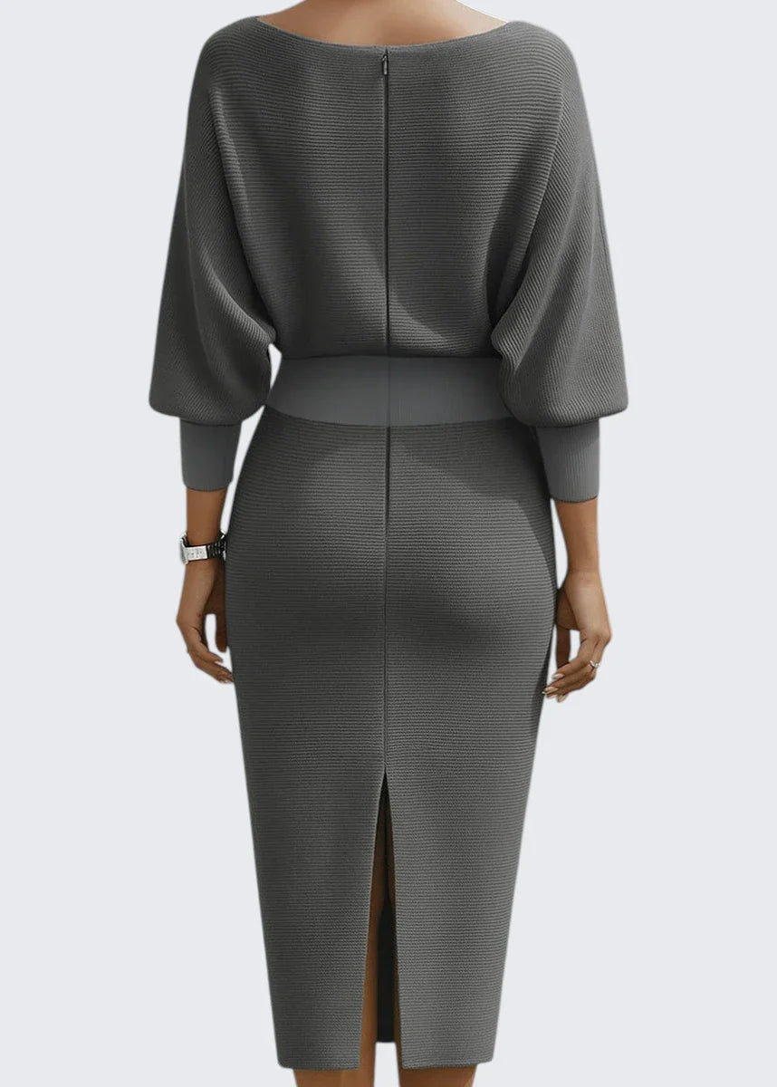Avery | Cowl Neck Bodycon Midi Dress