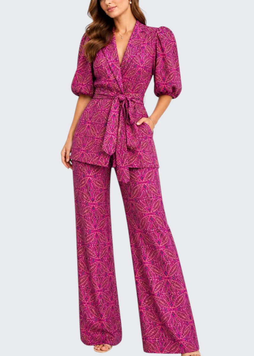 Camille | Puff Sleeve Waist Tie Two Piece Set