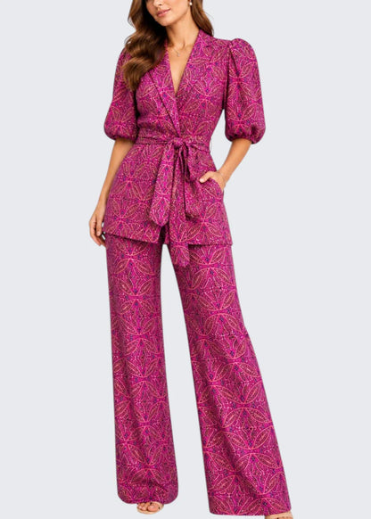 Camille | Puff Sleeve Waist Tie Two Piece Set
