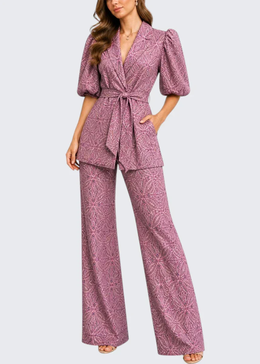 Camille | Puff Sleeve Waist Tie Two Piece Set