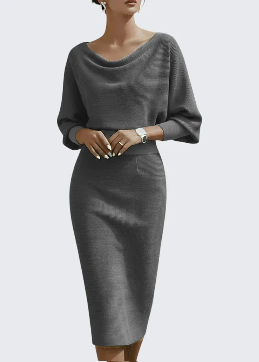 Avery | Cowl Neck Bodycon Midi Dress