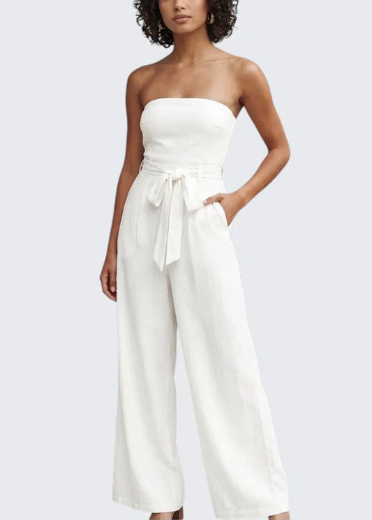 Eva | Strapless Waist Tie Summer Jumpsuit