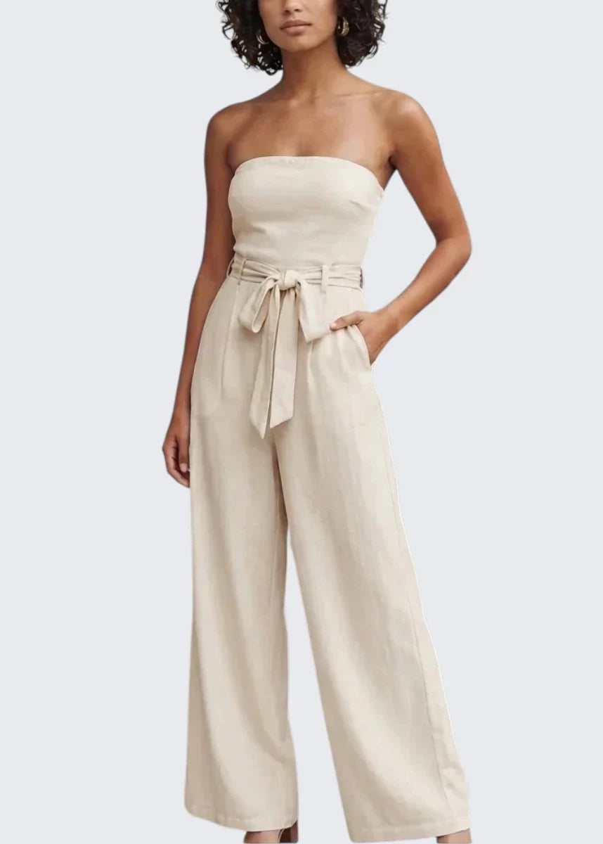 Eva | Strapless Waist Tie Summer Jumpsuit