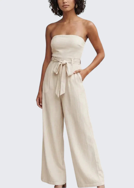 Eva | Strapless Waist Tie Summer Jumpsuit