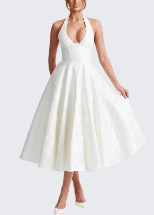 Carmela | Backless Halter Neck Midi Dress