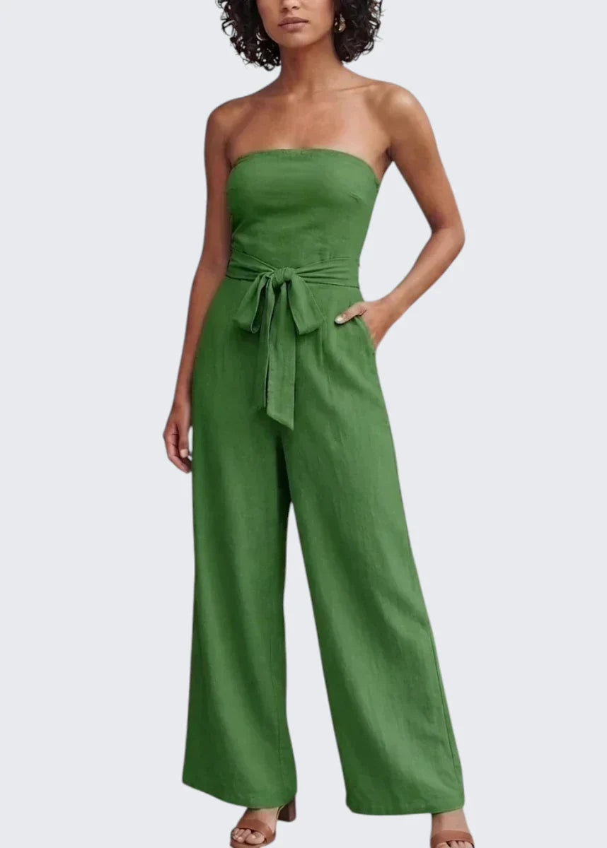 Eva | Strapless Waist Tie Summer Jumpsuit