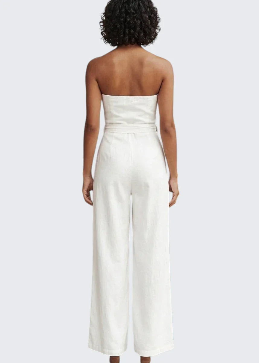 Eva | Strapless Waist Tie Summer Jumpsuit