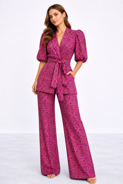 Camille | Puff Sleeve Waist Tie Two Piece Set