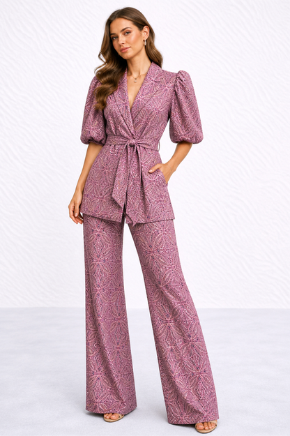 Camille | Puff Sleeve Waist Tie Two Piece Set