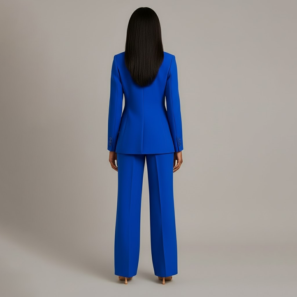 Mary - Long Sleeve V-Neck Two Piece Suit in Pink