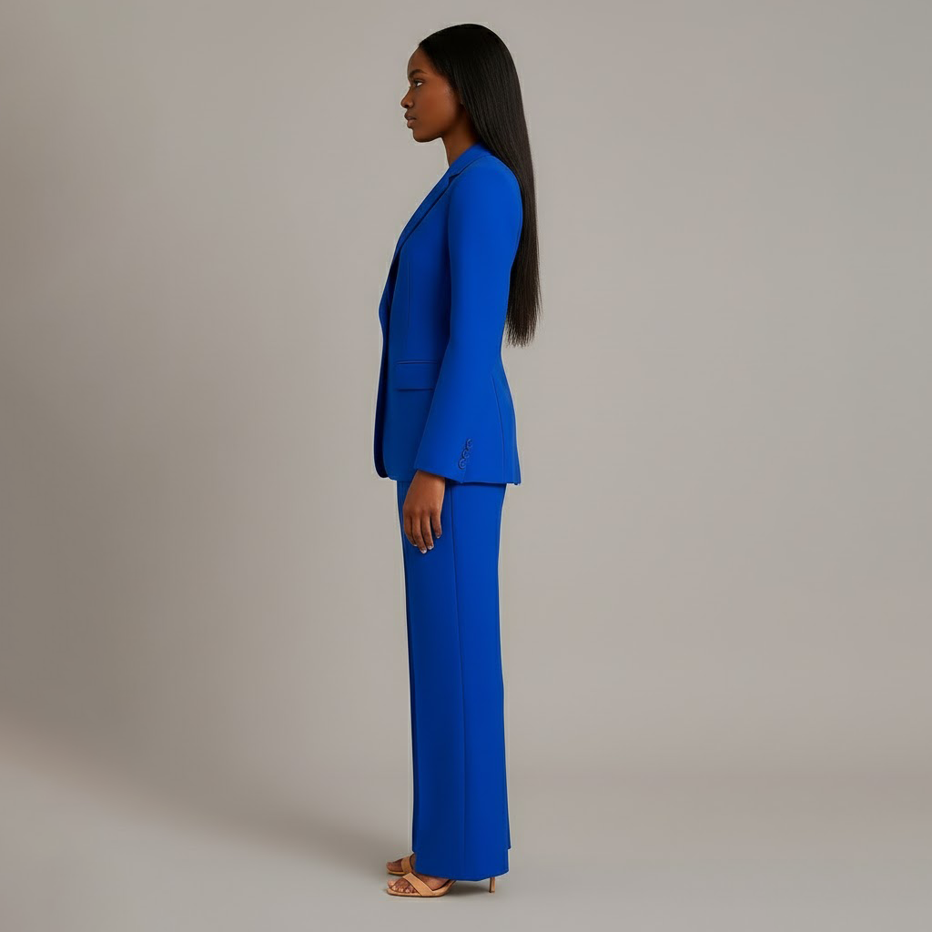 Mary - Long Sleeve V-Neck Two Piece Suit in Pink