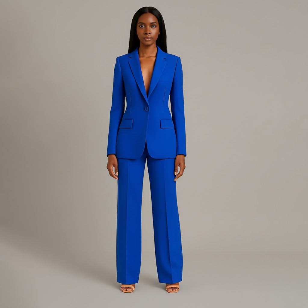 Mary - Long Sleeve V-Neck Two Piece Suit in White