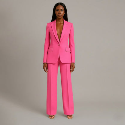 Mary - Long Sleeve V-Neck Two Piece Suit in White